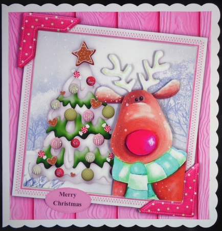 Gorgeous Reindeer Christmas Tree 8x8 by Linda Short