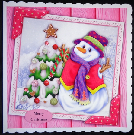 Gorgeous Snowman With Purple Scarf 8x8 by Linda Short