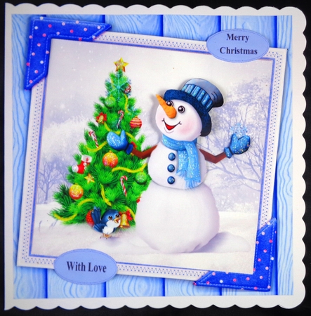 Gorgeous Snowman With A Bird  8x8 by Linda Short