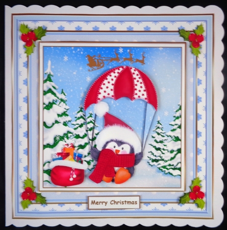 Dropping in for Christmas Penguin Topper by Linda Short