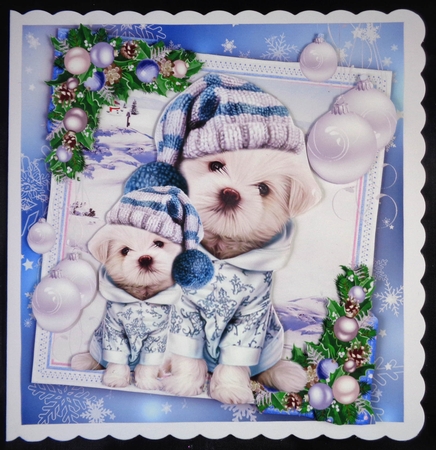 4 8x8 Mini Kit Christmas Animals Blue by Linda Short