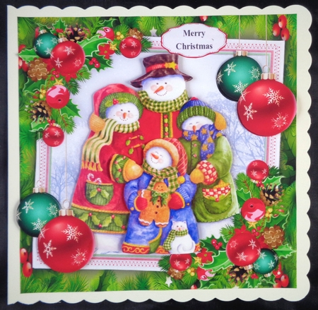 Gorgeous Snowman Family With Baubles 8x8 Mini Kit by Linda Short