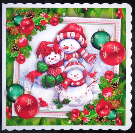 Gorgeous Snowman Family Of 3  8x8 Mini Kit by Linda Short
