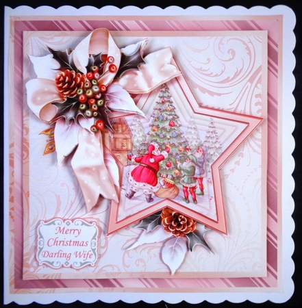 SANTA DECORATING TREE 7.5 Christmas Decoupage & Insert Mini Kit by Linda Short