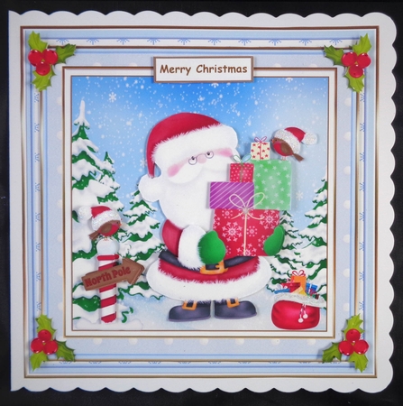 Santa & Robin Christmas Decoupage Topper 2 by Linda Short