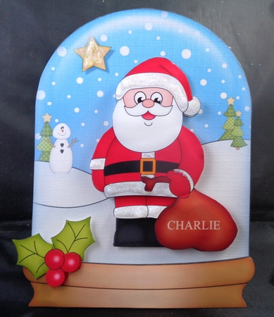 3D Shaped Christmas Snow Globe Card Kit - Santa has a Sack of Presents by Linda Short