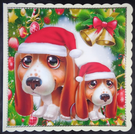 Cute Festive Beagles In Santa Hats 8x8 Mini Kit by Linda Short