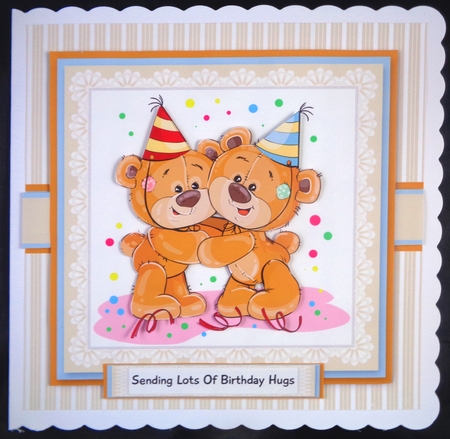 Sending Lots Of Birthday Hugs Topper Plus Gift Tag by Linda Short
