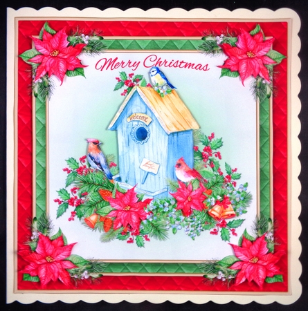 Christmas Birdhouse 2 Card Front by Linda Short