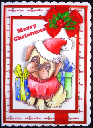 Sending pugs and kisses Christmas mini kit by Linda Short