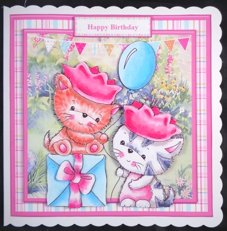 Wishing You a Purrfect Day Card Mini Kit & Decoupage by Linda Short