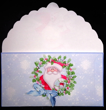 Christmas joyful hearts Santa gift money wallet by Linda Short