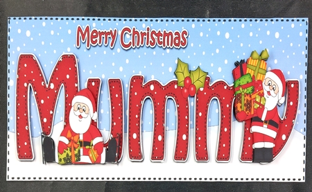 Large DL Merry Christmas MUMMY with Santa 3D decoupage  by Linda Short