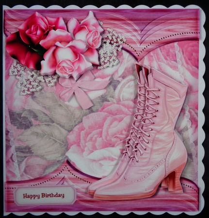  Pink pastel Vintage Boots Quick card by Linda Short
