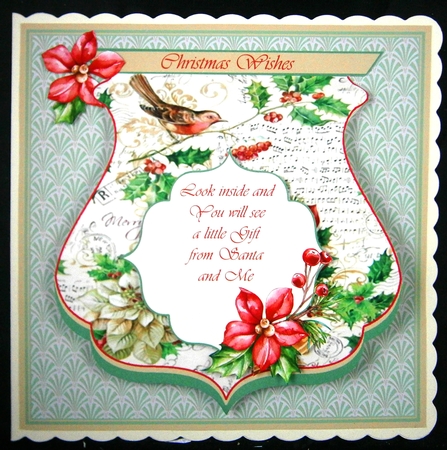 Christmas Music Qua-trefoil Shaped Quick Card by Linda Short