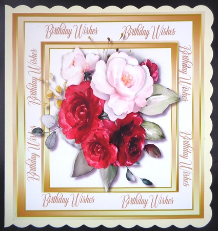8x8 Mini Kit Red roses and Birthday Wishes by Linda Short