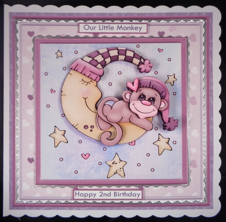 LOVE YOU TO THE MOON & BACK Monkey 7.5 Decoupage & Insert Kit All Occasions by Linda Short