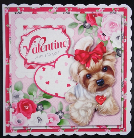 Puppy Love 6x6 Layered Card Front, Insert & Envelope. by Linda Short