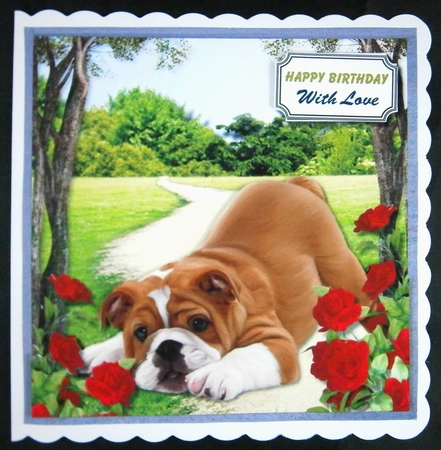 Bulldog with roses  by Linda Short