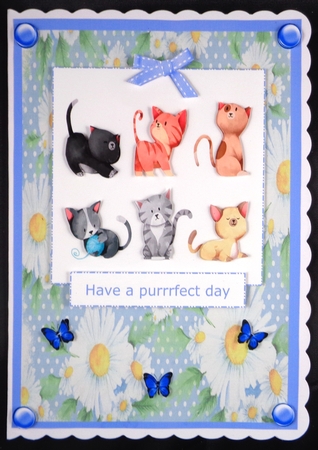 Have a purrrfect day greeting card with kittens for birthday and other occasions by Linda Short