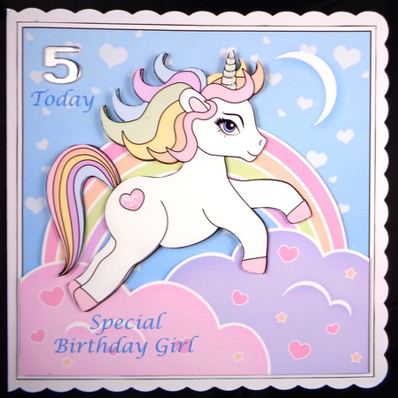 8 x 8 Cute Little Unicorn Scalloped Corner Topper   by Linda Short