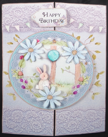 No Holes Fold Card Kit Birthday Bunnies by Linda Short