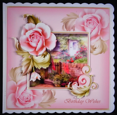 Vintage Bloom At The Rose Cottage 8x8 by Linda Short