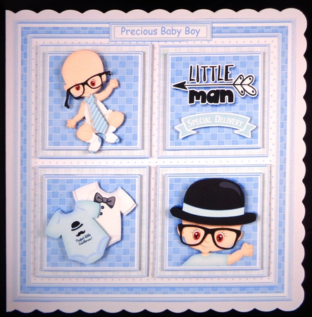 BABY BOY LITTLE MAN SQUARES  7.5 Quick Square Layers Card Kit by Linda Short
