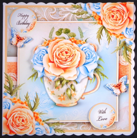 Watercolor Cup with Yellow Blue Flowers Mini Kit by Linda Short