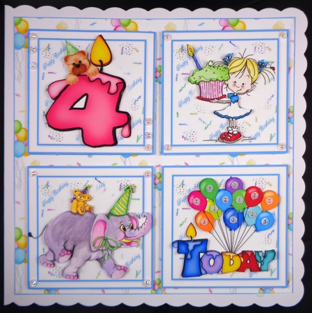 8x8 happy birthday age 1,2,3,4, mini kit by Linda Short