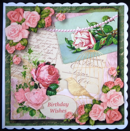 Shabby Vintage - Pink Roses & Ivy by Linda Short