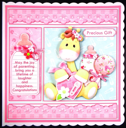 NEW BABY GIRL GIRAFFE 7.5 Decoupage & Insert Mini Kit by Linda Short