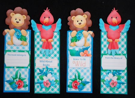 Jungle Animals Lion and Lizard Reversible Over the Edge Bookmarks by Linda Short