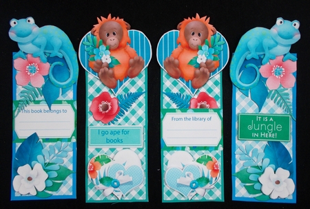 Jungle Animals Parrot and Orangutan Reversible Over the Edge Bookmarks by Linda Short