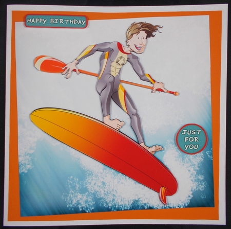 Paddle Surf Dude 8x8 Quick Card by Linda Short