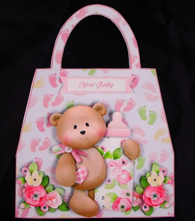 Baby Girl Milestones Shaped Hand Bag Card 1 by Linda Short