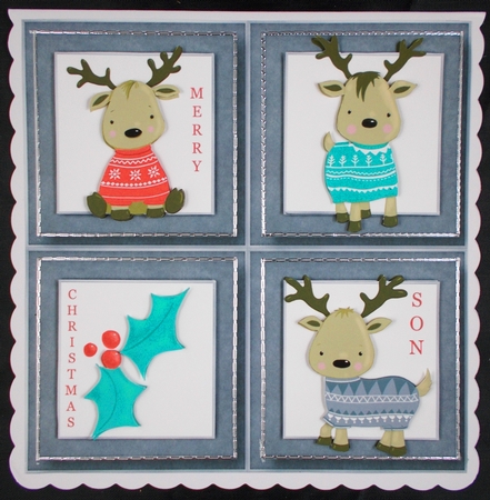 Christmas Jumper Reindeer Quad Frame by Linda Short