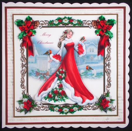 Christmas Elegance Card Front With Decoupage by Linda Short