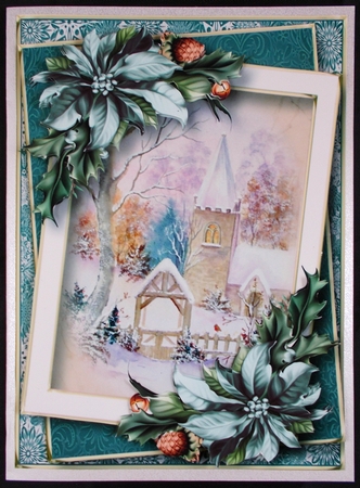 Framed Christmas - The Snowy Church A5 by Linda Short