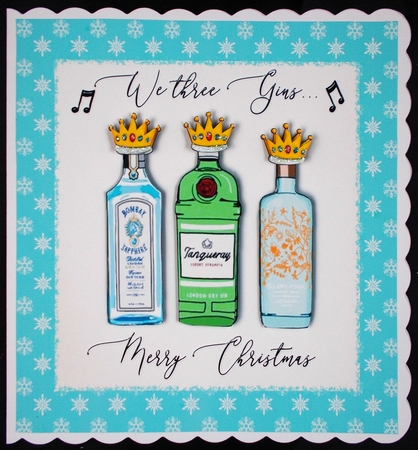Gin themed Christmas card toppers 6x6 by Linda Short