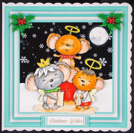 10, Card Fronts + 2, Inserts , Cute Christmas Friends  by Linda Short