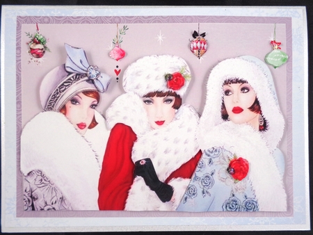 3 Art Deco  Christmas Ladies by Linda Short