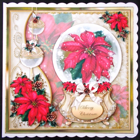 Christmas Gold Globe 8x8 Card Front Kit by Linda Short