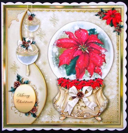 Christmas Gold Globe 8x8 Card Front Kit-2 by Linda Short