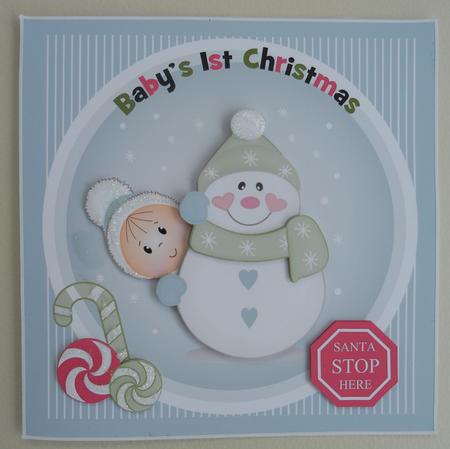 Baby's 1st Christmas Snowman Topper Blue by Linda Short
