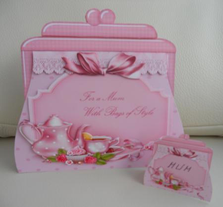 Handbag Shape Card Pink Tea by Linda Short