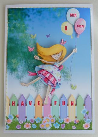 Birthday Butterflies and Balloons Card Front and Decoupage by Linda Short