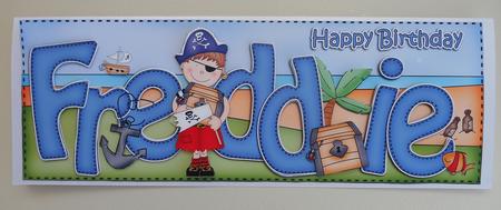 Pirates Birthday Freddie Large Dl Quick Card 3D Decoupage by Linda Short