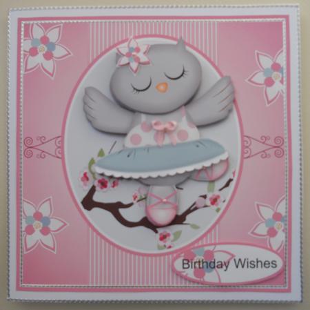 Owl Ballerina Birthday/good Luck/leaving Topper by Linda Short