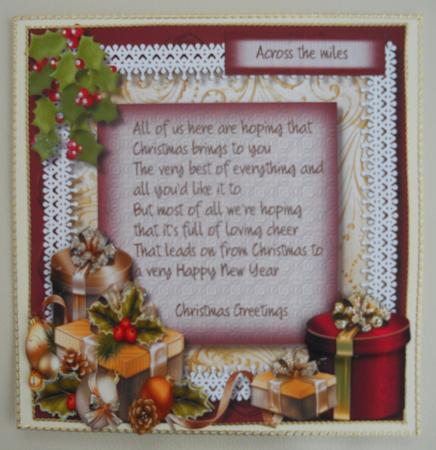 Lovely Christmas Greeting with Verse from Me to You by Linda Short